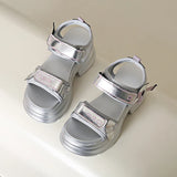 Silver Chunky Platform Sandals for Women Summer Wedge Heels Sport Sandals Woman Comfortable Thick Bottom Casual Sandles Female