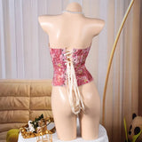 Toucheart Hot Girl Suspender Sexy Top with Fishbone Corset Intimate Hollow See-through Lace Classic Romantic Retro Palace Corset