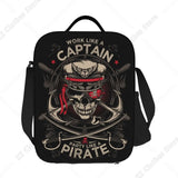 Custom Black White Nautical Anchor Stripe Thermal Insulated Lunch Bag Women Lunch Tote for Outdoor Camping Travel Bento Food Box