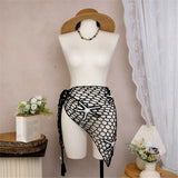 New 3D Star Hollow Out Crochet Knitted Sarong Pareo Beach Dress Beach Wear Beachwear Beach Cover Up Cover-upsFemale Women V7309