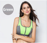 Sports Bra Women Front Zipper Double Inner Cup Push Up Patchwork Tops Female Yoga Fitness Shockproof Vest Sport Bras for Women