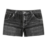 Denim Shorts Women Shorts High Stretchy Imitation Denim Short Leggings with Pockets Tight Fitting Summer Shorts