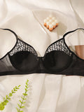 Women's sexy mesh bra with steel rims gathered push ups breathable shoulder straps adjustable close fitting underwear YS2814