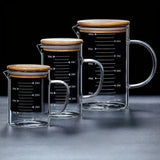 Glass Measuring Cup Jug With Lid And Insulated Handle