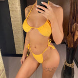 Sexy 11 Color Halter Mini Micro Thong Bikini Female Swimsuit Women Swimwear Two-pieces Bikini set Bather Bathing Suit Swim V4064