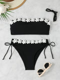Contrast Binding Bandeau Bikinis 2026 Women Sexy Swimsuit Solid Padded Swimwear Female Bathing Suit Swimming Summer Beachwear