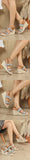 Summer Bohemian 2 Buckle Adjustable Straps Espadrille Wedge Sandals Women Leisure Roma Platform Beach Vacation High Heels Shoes