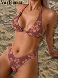 S - XL Sexy Floral Printed Brazilian Bikini Women Swimwear Female Swimsuit Two-pieces Bikini Set Bather Bathing Suit Swim V6475
