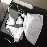 Three Piece Bikinis Sets 2026 String Halter Swimwear with Cover Up Sexy Swimsuit Women Beachwear Bathing Suit Black Mini Bikini