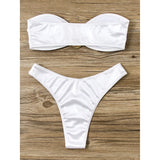 New Sexy Bandeau Strapless Bikini Female Swimsuit Women Swimwear Two-pieces Bikini set Padded Bather Bathing Suit Swim V4647D