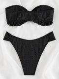 Ruffled Frill Knotted Bandeau Bikini Women Swimwear Female Swimsuit Two-pieces Bikini Set Strapless Bathing Suit Swim Beach Wear