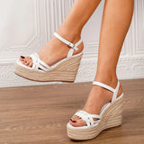 2025 Leisure Big Size 43 Summer Platform Espadrilles Sandals Women Ankle Strap 11.5cm High Heels Party Comfortable Wedges Shoes