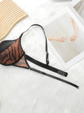 Women's Sexy Leopard Pattern Mesh Hollow Underwear Set Steel Ring Gathering Push Up Bra Women's Daily Underwear Set J2750