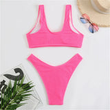8 Colors High Cut Wrinkled Crinkled Bikini Female Swimsuit Two-Pieces Bikini Set Women Swimwear Bather Bathing Suit Swim V3461C