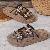 Flowers Embroidery Thick Bottom Sandals Women Fashion Designer Buckle Platform Slippers Woman Summer 2025 Non Slip Sandles Mujer