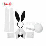 Easter Bunny Girl Cosplay 3-Piece Prop Set - Satin Headband Fluffy Rabbit Tail for Halloween Christmas