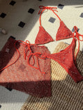 With Fishnet Sarong Skirt Halter Micro Bikini Women Swimwear Female Swimsuit Three-pieces Bikini Set Bathing Suit Swim Beachwear