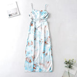 Foridol Waist Cut Out Criss Cross Sexy Summer Tie-dyed Midi Dress Ladies Elegant Beach Boho Slip Long Dress Sleeveless Sundress