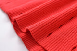 Foridol Red Knitted Polo Dress Autumn Winter Women Dress Casual Elegant Maxi A-line Hollow Out  Dress Slim Christmas Party