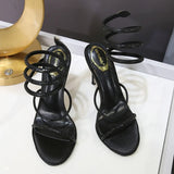 2026 Brand New Summer Sexy 10cm High Stiletto Heels Sandals for Women Wedding Rhinestones Ankle Wrap Party Shoes Big Size 42