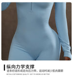 High Elasticity One-Piece Fitness Bodysuit Seamless Yoga Training Suit Butt-Lifting Zipper Design for Women's Active Wear
