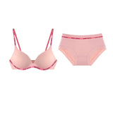 Wireless Non Padded Bra Set for Small Bust Seamless Comfort Bralette & Briefs Pure Elegant Ladies Intimates Teen Girls Underwear