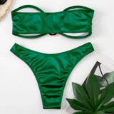 New Sexy Bandeau Strapless Bikini Female Swimsuit Women Swimwear Two-pieces Bikini set Padded Bather Bathing Suit Swim V4647D
