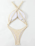Tummy Cut Out Extreme Micro Thong Female Swimwear One Piece Swimsuit Women Cross Backless Monokini High Cut Bathing Suit Swim