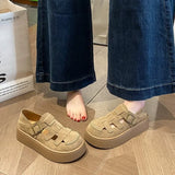 Hollow Breathable Bun Head Sandals Women's Wear 2026 Summer New Fashion Two Wear Thick Soled Beach Sandals Women's Shoes