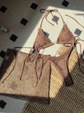 With Mesh Sarong Skirt Halter Bikini Women Swimwear Female Swimsuit Three-pieces Bikini Set Fishnet Bathing Suit Swim Beachwear