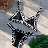 Pink Crochet Bikini 2025 Sexy Women Swimsuit Female Swimwear Micro Bikini Set Bandeau Swimming Suit Beachwear Brazilian Biquini