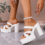Street Cross Strap Pu Leather Slippers Women Fashion Slip On Thick Sole Sandals Woman Summer New Open Toe Wedding Slides Female