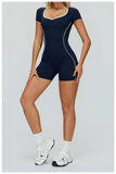 Yoga Set Women's Tracksuit Yoga Overalls One-Piece Sportswear Women's Short Sleeves Gym Workout Clothes Fitness Stretch Bodysuit