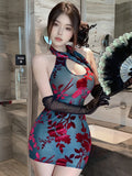 Sexy Homewear Playful Dress High-end Wrap Hip Backless Deep V Suspenders Sleeveless Hanging Neck Dress Pure Desire Charming GHHL