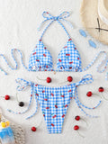 Triangle Halter Thong Bikinis 2026 Women Sexy Printed Swimsuit Floral String Swimwear Female Bathers Bathing Swimming Swim Suit