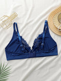 Women's sexy lace lace plus size bra without steel ring, gathered push up straps, adjustable close fitting underwear A2318