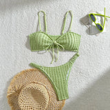 Wrinkled Crinkled Tie Knotted Bikini Women Swimwear Female Swimsuit Two-pieces Bikini Set Brazilian Bathing Suit Swim Beach Wear