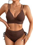 2026 Strappy Triangle Bikinis Women Sexy Swimwear Female High Waist Swimsuit Solid Bathers Bathing Swimming Swim Suit Beachwear
