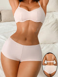 Cotton Underwear set Cream Beige Bralette High-Waisted Brief Set Cozy Daily Comfortable Intimate Set Women Lingerie MR3597