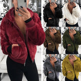 Phantasy Women's Hoodies Women Clothing Streetwear New Style Fashion Hooded Imitation Fur Plush Coat Solid Color Jacket Female