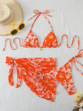 Halter Triangle String Bikinis 2026 Women Sexy Printed Swimsuit 3 Pieces Swimwear Female Bathers Bathing Swimming Swim Suit