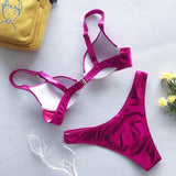 Shiny PU Faux Leather Bikini Women Swimsuit Female Swimwear Two-pieces Bikini Set Underwired Bra Cup Bikinis Bathing Suit Swim