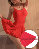 Women Mini Dress Spaghetti Strap Bodycon Cami Dress Sleeveless Pleated Skirt Summer Party Club Short Dress