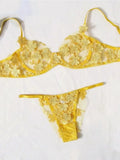 Toucheart Sexy Lingerie Set Transparent Feminine Sweet Mesh Embroidered Lace Bra Flower Applique Transparent Lingerie Women Kit