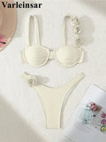 Sexy 3D Flowers Underwired Bikini Women Swimwear Female Swimsuit Two-Pieces Bikini Set Brazilian Bather Bathing Suit Swim V7970