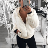Phantasy Women's Hoodies Women Clothing Streetwear New Style Fashion Hooded Imitation Fur Plush Coat Solid Color Jacket Female