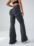 Retro Leopart Women's Pants/Clothing Seamless High-Waisted Flare Trousers Yoga Pilates Leggings Tummy Control 4D Stretch Autumn