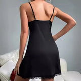Toucheart Sexy Bow Knot Lingerie Women Sleepwear Pajamas Lace Camisole Dress V Neck Backless Sexy Women Lace Sleepwear Dress New