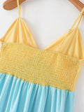 Foridol Multicolor Patchwork V Neck Sundress Smocked Strap Sleeveless A-line Female Midi Casual Summer Women Vestidos 2025