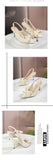 Big Size 42 Summer Elegant Beige Slingback Pumps Sexy Pointy Toe Black Thin High Heels Shoes Women Bow Knot Office Lady Shoes